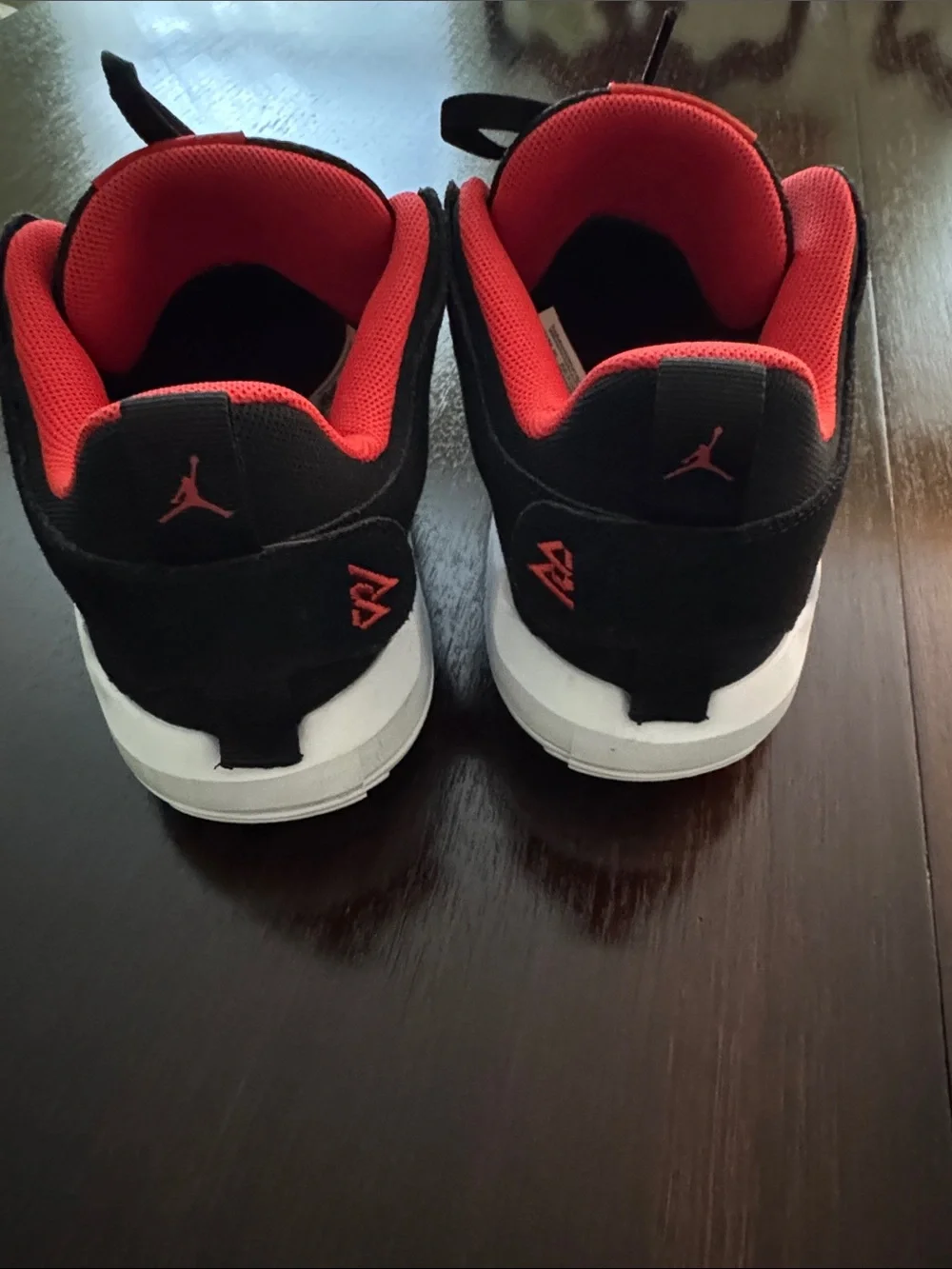 Jordan mens Black and Red High-Top Sneakers